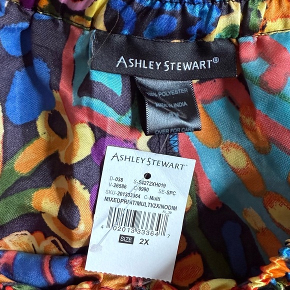 ASHLEY STEWART NWT 2X Floral Print Satin Maxi Skirt • Vibrant Colorful Rainbow - Picture 5 of 10
